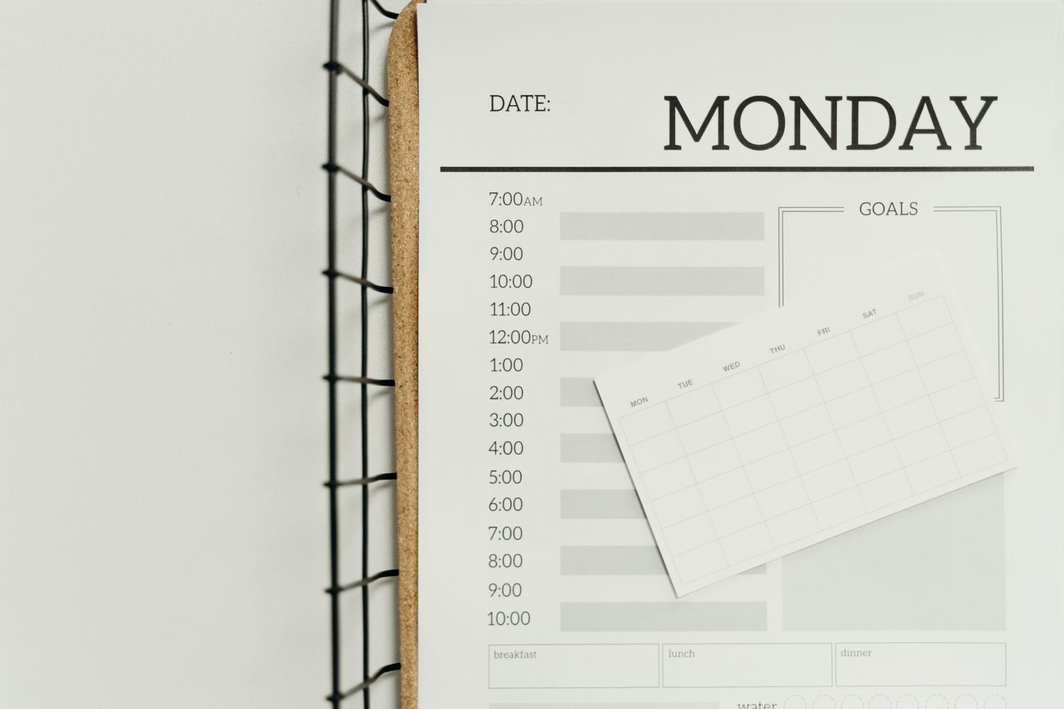 Weekly workout planner page laid out for tracking a 6-day training split