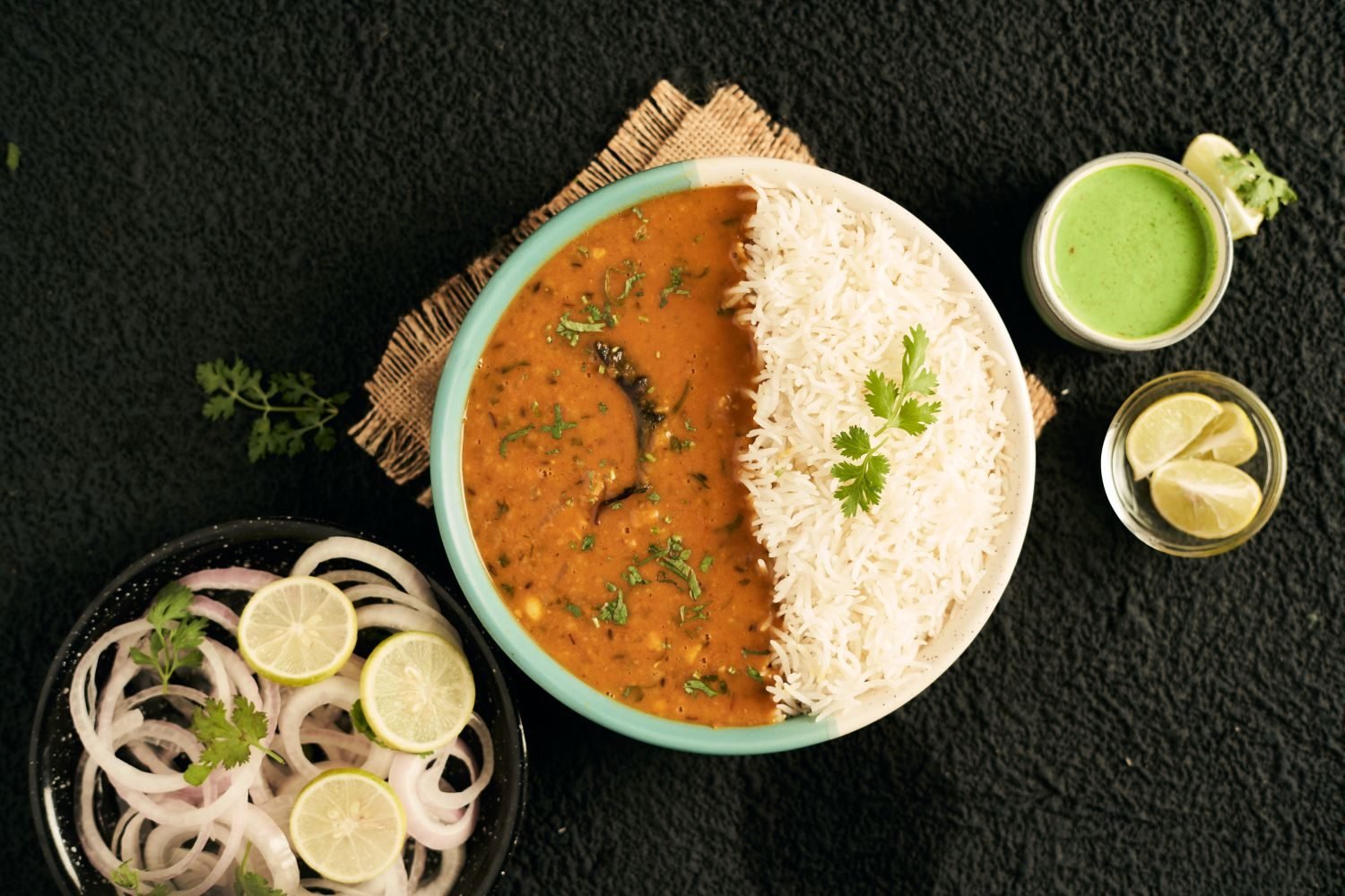 Bowl of dal rice and rajma chawal showing complementary protein food combinations