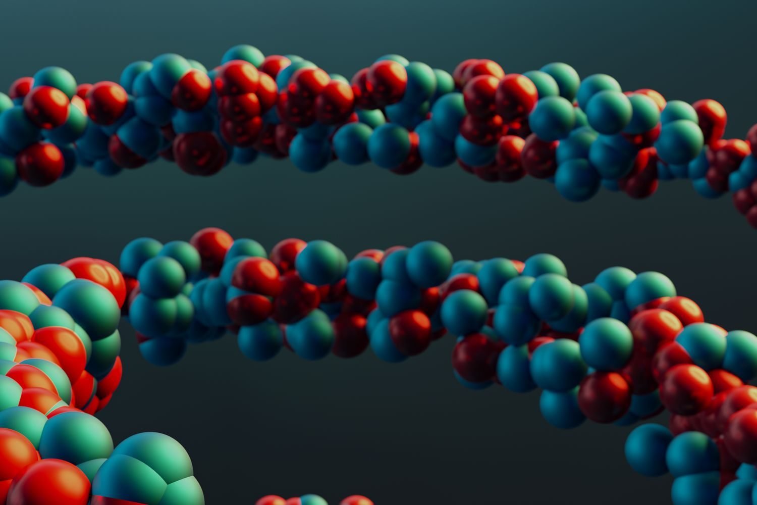 Side-by-side illustration of fibrous protein strands like collagen and keratin versus a compact folded globular protein like hemoglobin