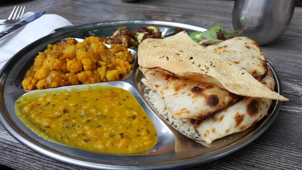 Indian vegetarian meal plan for weight loss served as a thali